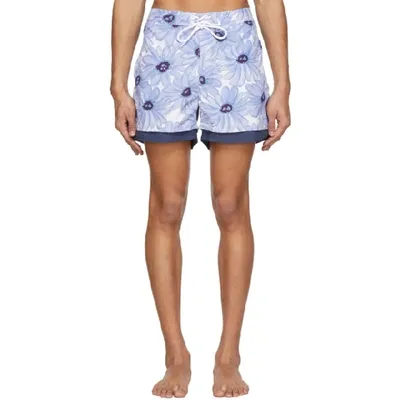 Jacquemus Le Double Maillot Floral-print Swim Shorts In White,purple,light Blue