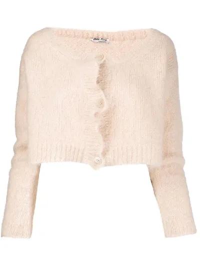 Miu Miu Texturierter Cardigan In Neutrals