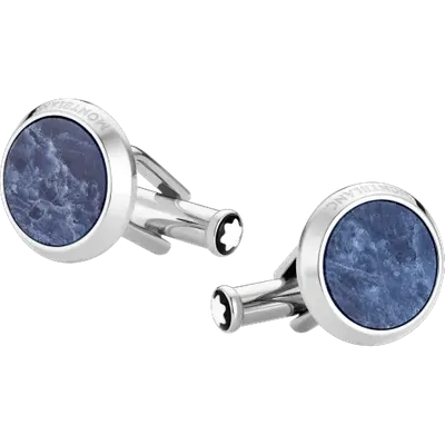 Montblanc Sodalite & Stainless Steel Cufflinks In Grey,blue