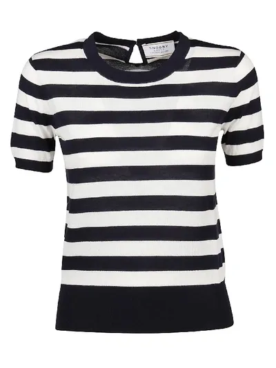 Snobby Sheep Audrey Striped Knit Top In Blue