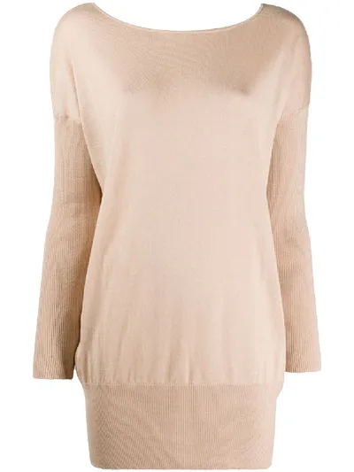 Snobby Sheep Fine Knit Long Top In Neutrals