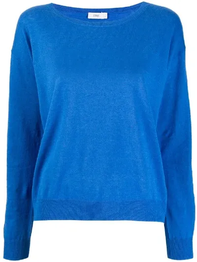 Closed Lightweight Boat Neck Jumper In Blue