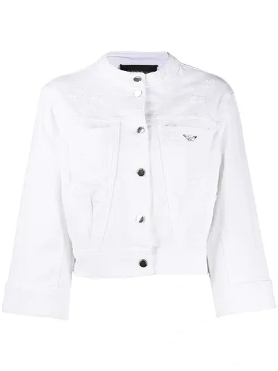 Emporio Armani Cropped Denim Jacket In White