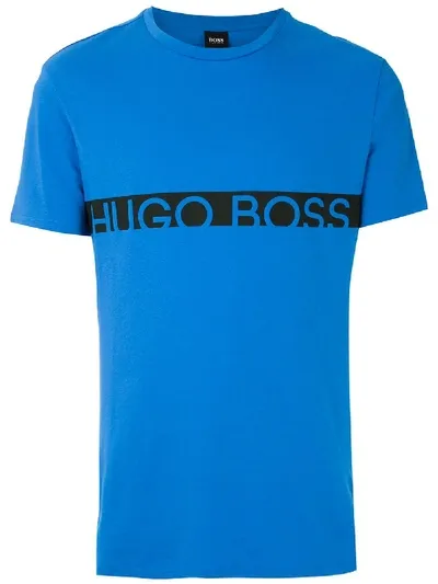 Hugo Boss Cotton Logo Short Sleeve T-shirt In Blue