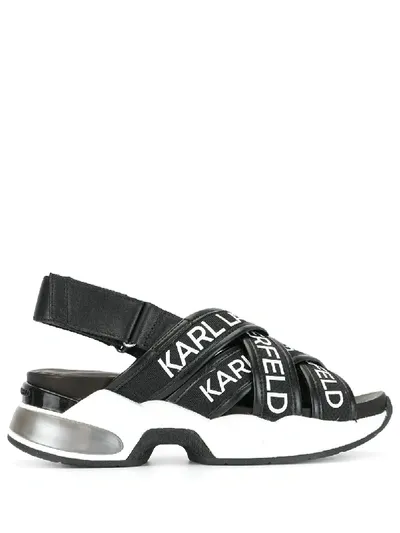 Karl Lagerfeld Ventura Logo Print Multi-strap Sneakers In 黑色