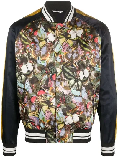 Valentino Butterfly-print Bomber Jacket In Black