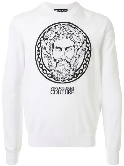 Versace Jeans Couture Zeus Intarsia Sweatshirt In White