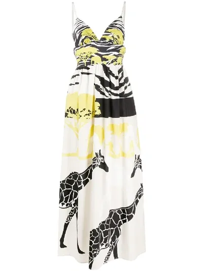 Sara Roka Giraffe-print Maxi Dress In White