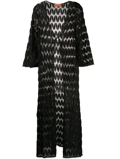 Missoni Decorative Knit Longline Cardigan In Black