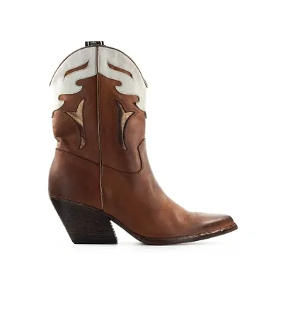 Elena Iachi Texan Ankle Boots In Leather Color Leather