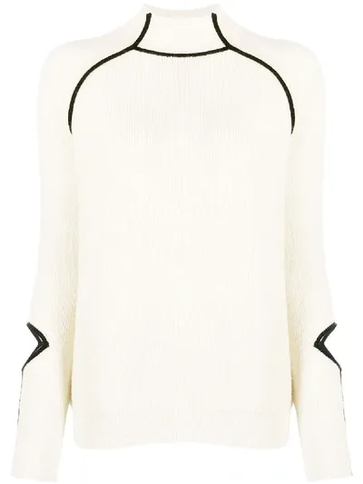 Pinko Knitted Ribbed Jumper In White