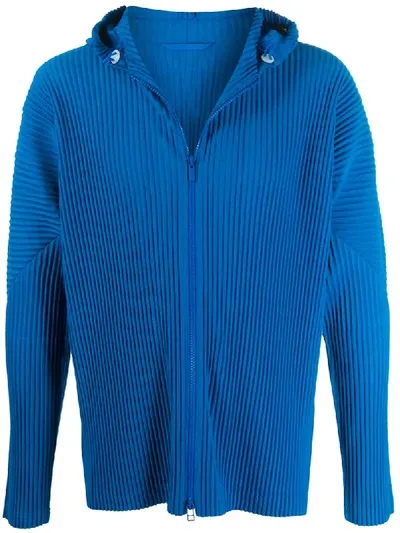 Issey Miyake Plisse Hoodie In Blue