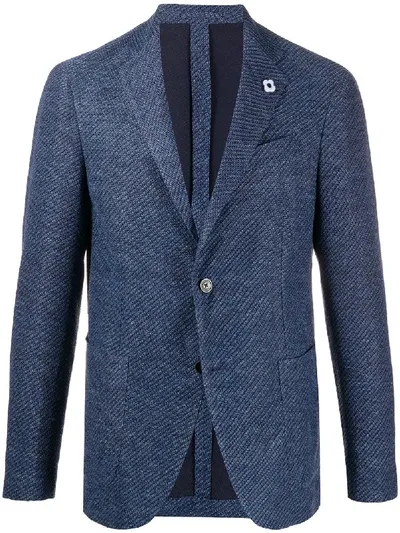 Lardini Flower Motif Knitted Blazer In Blue