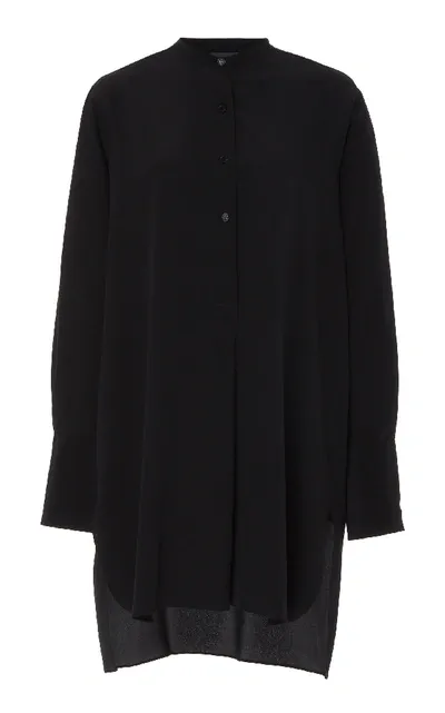 Nili Lotan Loria Silk Tunic Shirt In Black