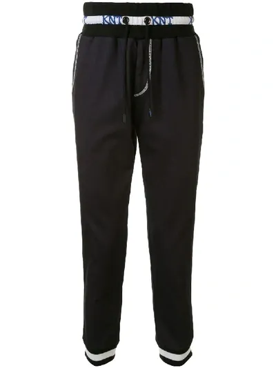 Kiton Denim Knit Track Trousers In Black