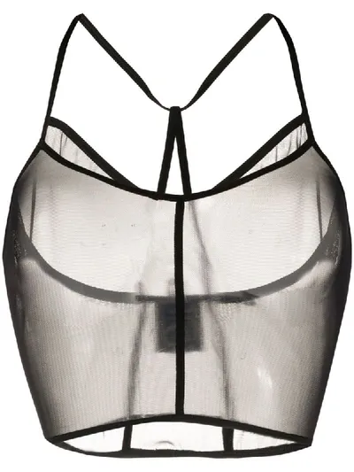 Ann Demeulemeester Sheer Cropped Nano Tank Top In Black