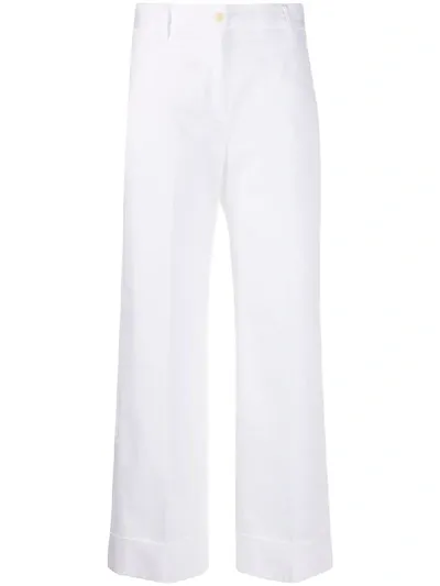 Brag-wette High-rise Wide-leg Cropped Trousers In White