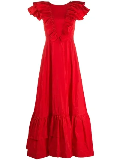 P.a.r.o.s.h Ruffle-trimmed Maxi Dress In Red