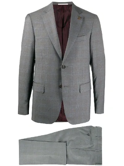 Pal Zileri Tartan Print Single-breasted Suit In Grey