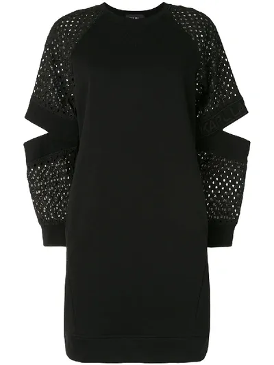 Karl Lagerfeld Cut-out Perforated Detailed Dress In Black