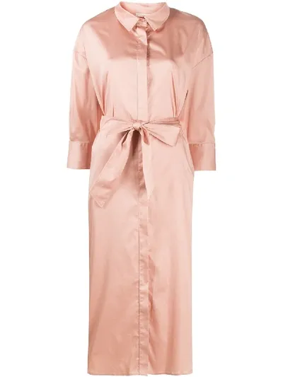 Altea Belted Shirt Dress In Pink