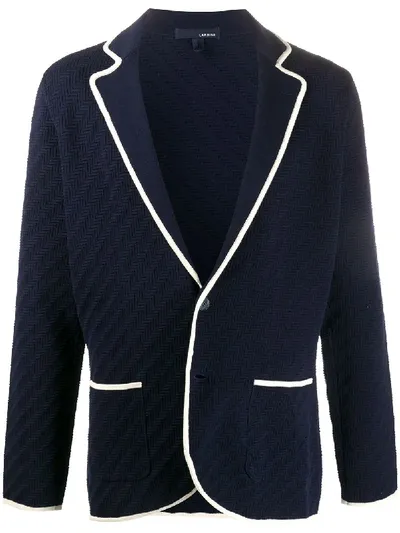 Lardini Contrast-trim Textured Blazer In Blue