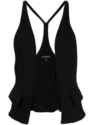 Ann Demeulemeester Open Front Tailored Waistcoat In Black