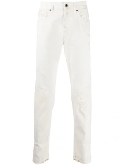 B-used Slim Fit Trousers In Neutrals