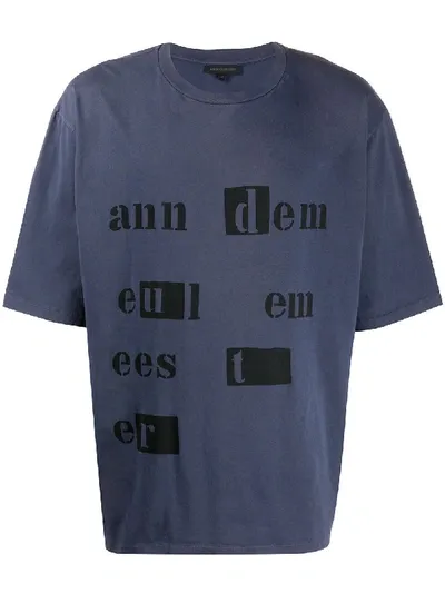 Ann Demeulemeester Logo-print Oversized T-shirt In Blue