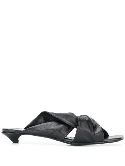 Proenza Schouler Knot Square-toe Leather Mules In Black