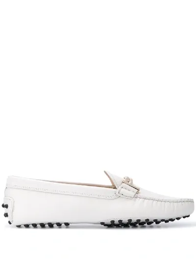 Tod's Gommino Driving Loafers In Weiss