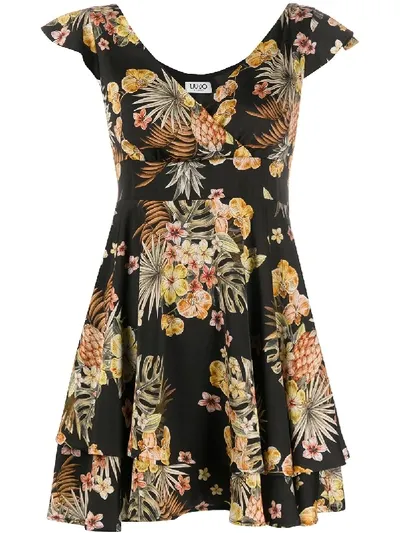 Liu •jo Floral-print Mini Dress In Black