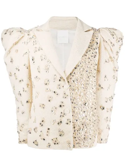 Loulou Crystal Embellished Blazer In Neutrals