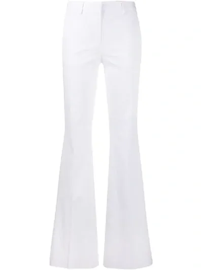 Brag-wette Mid-rise Flared Trousers In White