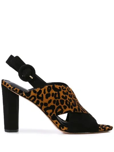 Diane Von Furstenberg Leopard Strap Mules In Brown