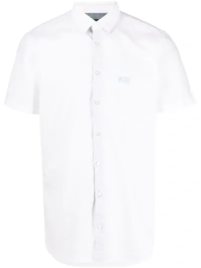 Hugo Boss Logo Embroidered Shortsleeved Shirt In White