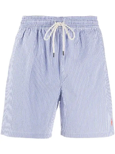 Ralph Lauren Striped Swim Shorts In Blue