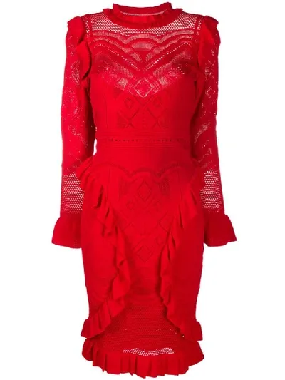 Alexis Schmales Strickkleid In Red