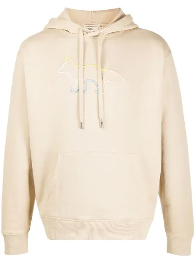 Maison Kitsuné Rainbow Fox Embroidery Hoodie In Neutrals