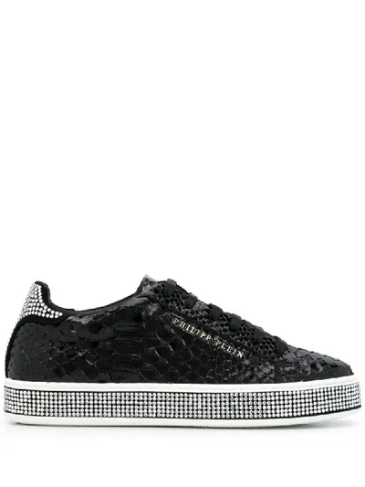 Philipp Plein Flatform-sneakers Mit Kristallen In Black