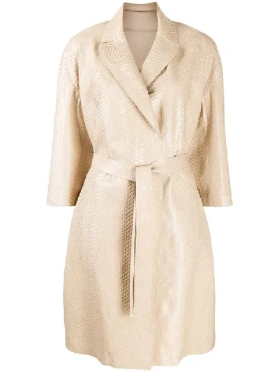 Brunello Cucinelli Belted Midi Coat In Neutrals