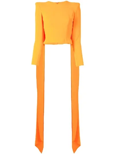 Alex Perry Regan Cape-back Structured Top In Orange