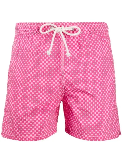 Kiton Geometric Print Swim Shorts In Pink