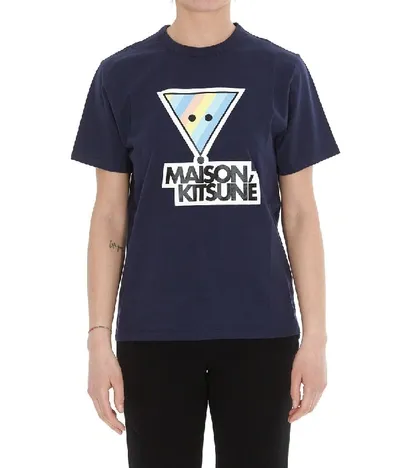 Maison Kitsuné Rainbow Triangle Fox T-shirt In Navy