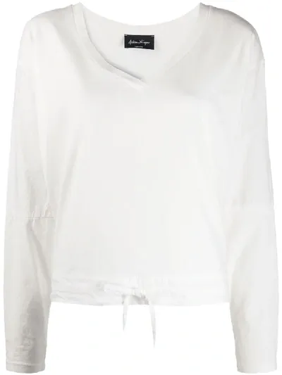 Andrea Ya'aqov Drawstring-hem Long-sleeve T-shirt In White