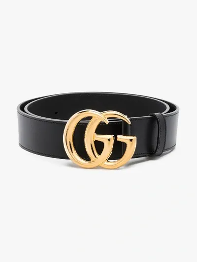 Gucci Black Gg Buckle Leather Belt