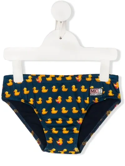 Mc2 Saint Barth Kids' Billy Ducky-print Swimming Trunks In Blue