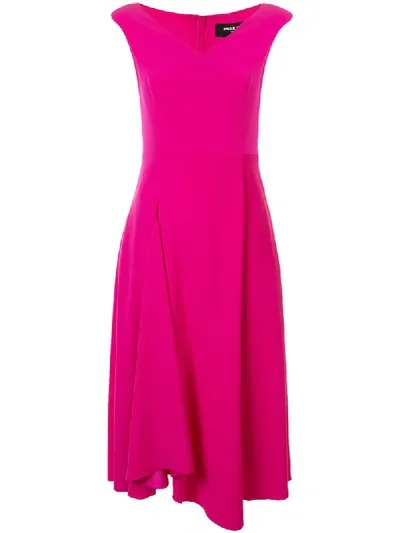 Paule Ka V-neck Flared Dress In Pink