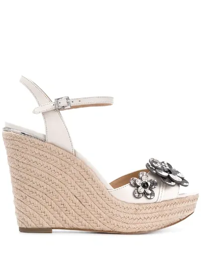 Michael Michael Kors Floral Wedge Sandals In Neutrals