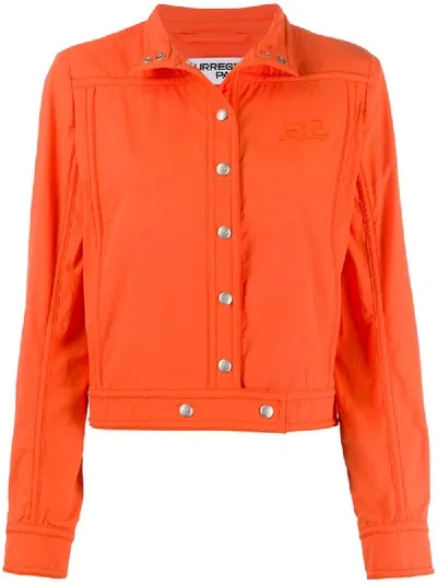 Courrèges Single-breasted Fitted Jacket In Orange